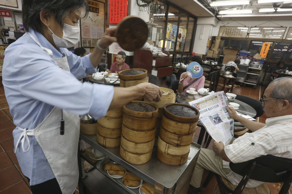 Dim sum piled on a trolley at Lin Heung. The tea house in Central has closed its doors after 104 years in Hong Kong, a victim of pandemic disruptions its owners said. Photo: Jonathan Wong