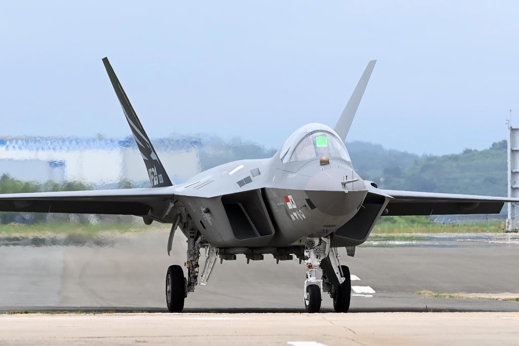 A prototype of the homegrown KF-21 fighter at the headquarters of Korea Aerospace Industries Ltd., the country’s sole aircraft maker, in Sacheon, South Korea in July. Photo: EPA-EFE/Yonhap