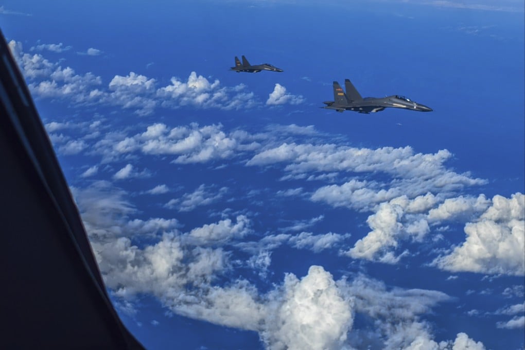 PLA Eastern Theatre Command fighter jets carry out combat training exercises around Taiwan. Photo: AP