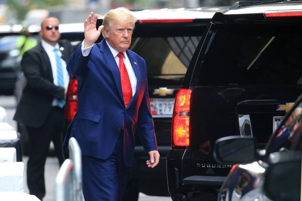 Former US president Donald Trump on his way to the New York attorney general’s office for a deposition in a civil investigation. Photo: AFP
