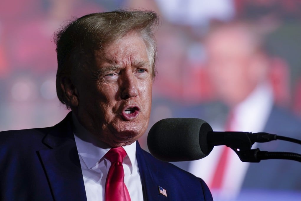 Former US president Donald Trump speaks at a rally in Wisconsin on Friday. Photo: AP