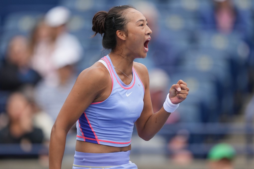 A fired up Zheng Qinwen is through to the final 16 in Toronto. Photo: Xinhua