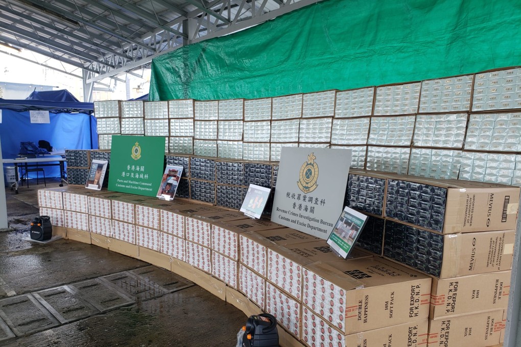 Hong Kong customs officers seize HK$4.65 million worth of black market cigarettes on average each day. Photo: Handout