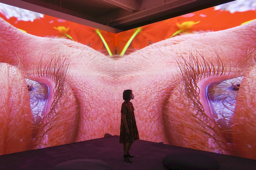 A video projection at “The Apartment” installation, part of the “Behind Your Eyelid” exhibition by visual artist Pipilotti Rist, at JC Contemporary in Tai Kwun, Hong Kong. Photo: Jonathan Wong