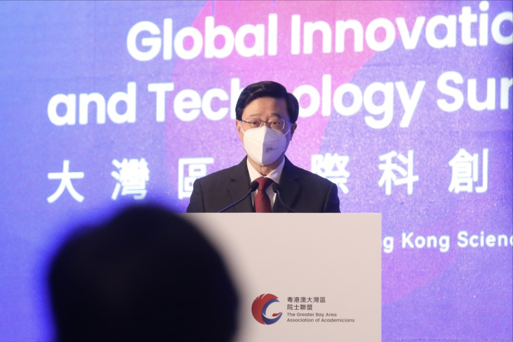 Chief Executive John Lee speaks at the Global Innovation and Technology Summit at Science Park in Sha Tin. Photo: Xiaomei Chen