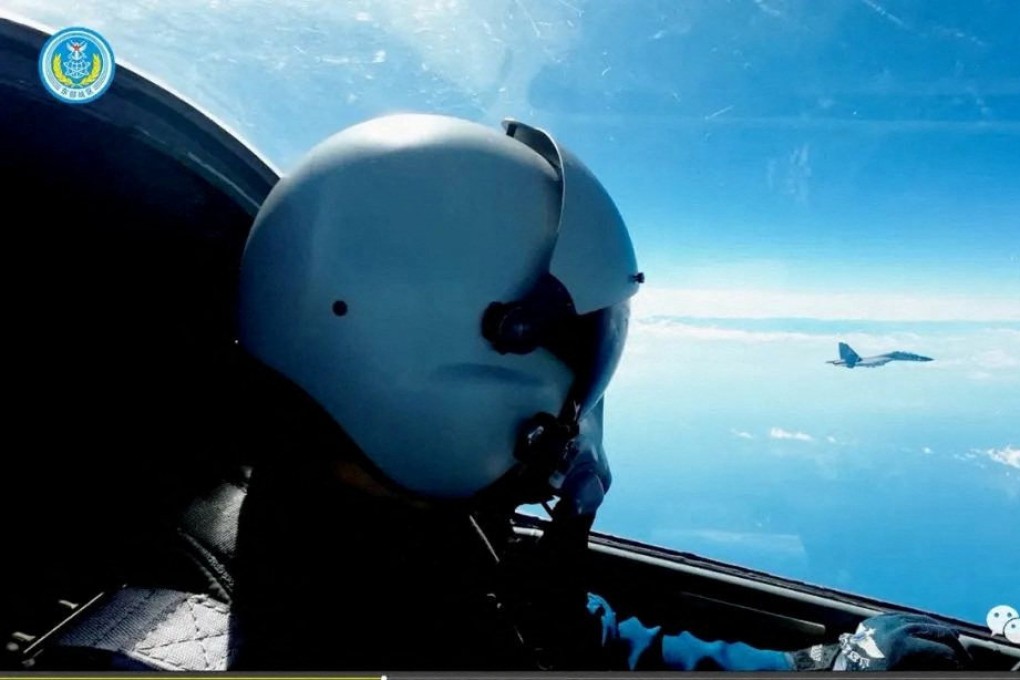 A Chinese pilot pictured during the PLA’s recent exercises. Photo: Reuters