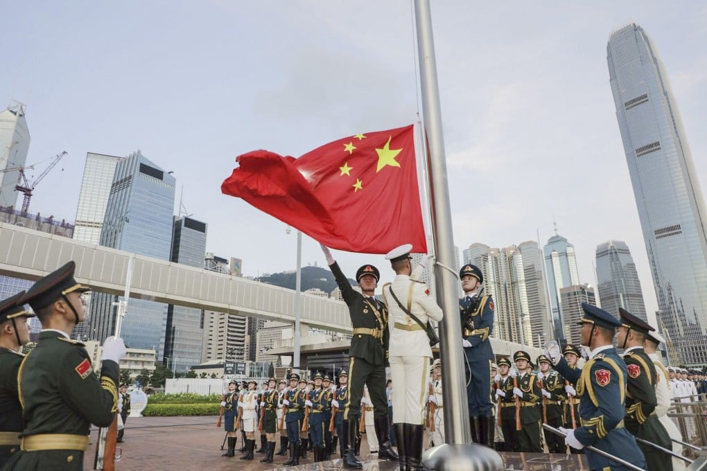 The Chinese People’s Liberation Army (PLA) Garrison in China’s Hong Kong Special Administrative Region held a national flag-raising ceremony at the Central Military Dock as August 1, 2022 marks the 95th anniversary of the founding of the People’s Liberation Army(PLA) of China. Photo: Handout