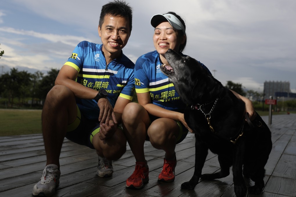 Inti Fu with her husband Chris Lo and guide dog Nana.  Photo: Xiaomei Chen