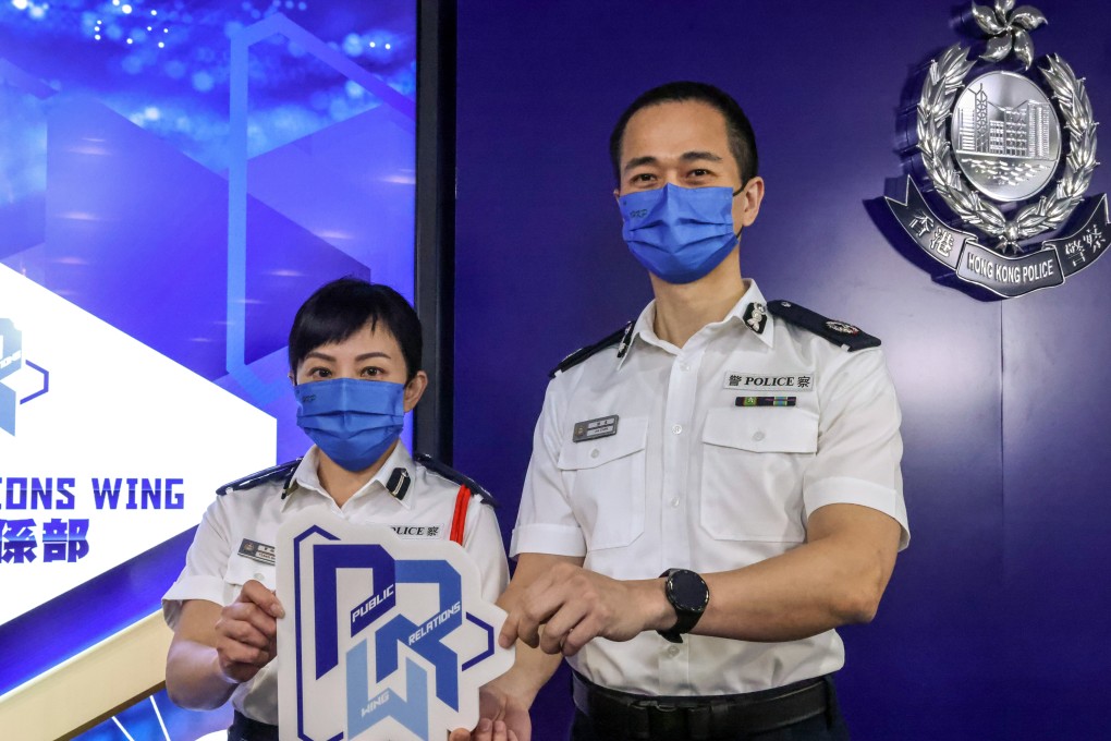 Chief Superintendent Karen Tsang (left) and Assistant Commissioner of Police Joe Chan, the head of the new police public relations wing, outline their priorities at Police Headquarters in Wan Chai. Photo: K. Y. Cheng.