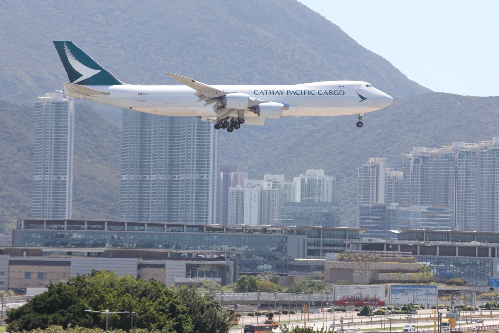 A Cathay Pacific cargo plane lands at Hong Kong International Airport on March 9. The airport is a leader in the handling of perishable cargo, underpinning the strong performance of the city’s logistics real estate sector. Photo: Yik Yeung-man