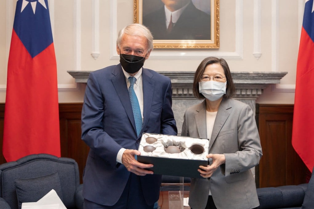 Taiwan President Tsai Ing-wen meets US Senator Ed Markey at the presidential office in Taipei, Taiwan, on Monday. Photo: Reuters