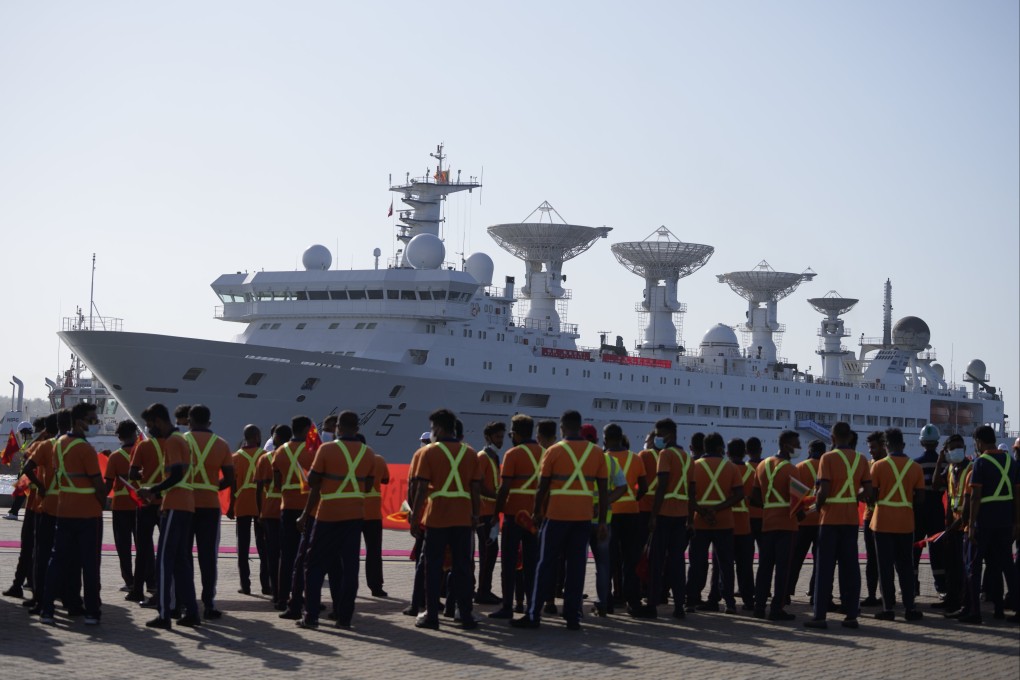 Chinese research vessel Yuan Wang 5 arrives at the port in Hambantota, Sri Lanka on Tuesday. Photo: AP