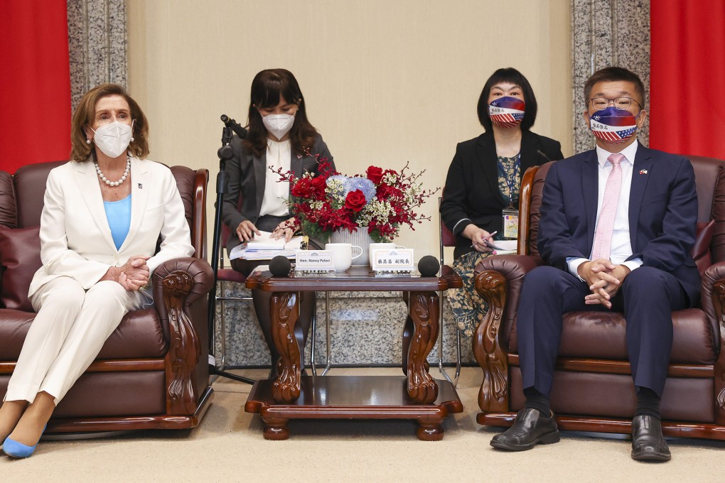Taiwanese Parliament vice-speaker Tsai Chi-chang, right, is pictured with Nancy Pelosi. Tsai Chi-chang is among the Taiwanese politicians sanctioned by China. Photo: CNA