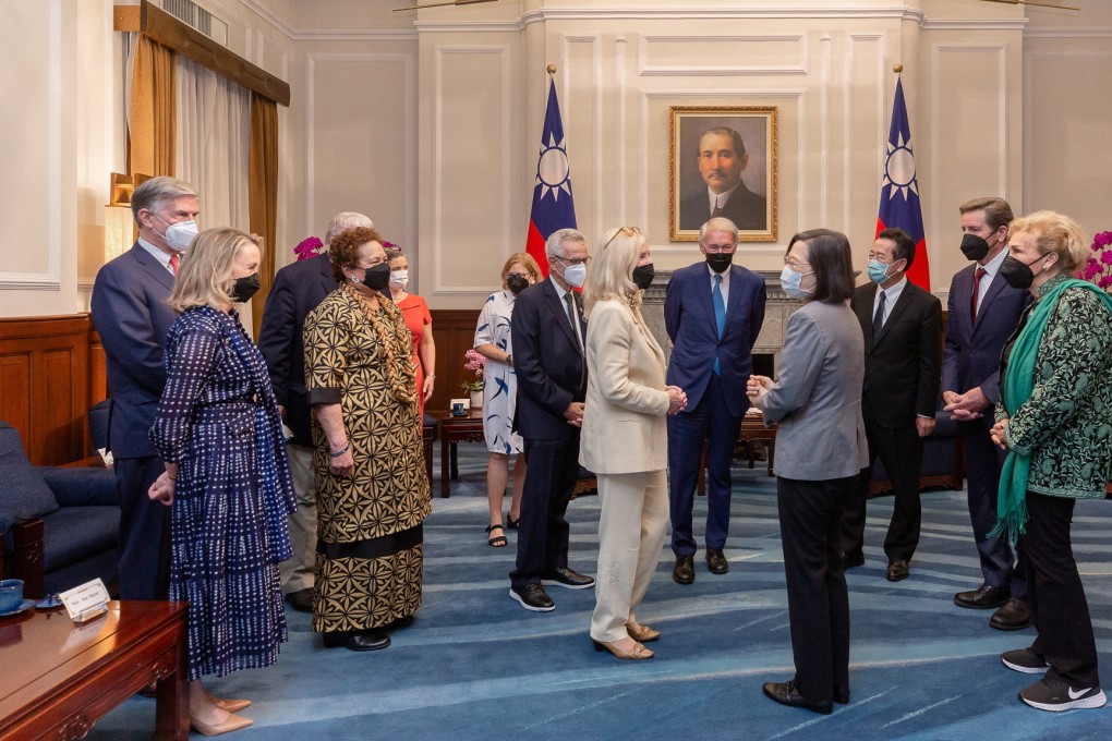 Taiwanese President Tsai Ing-wen meets Senator Ed Markey and other members of the US congressional delegation at the presidential office in Taipei. Photo: Handout via Reuters