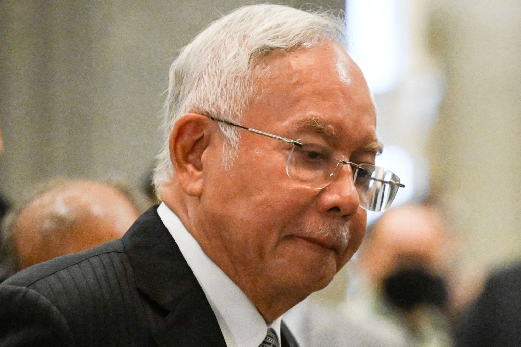 Malaysia’s former prime minister Najib Razak during a press conference at the Federal Court in Putrajaya on Tuesday. Photo: AFP
