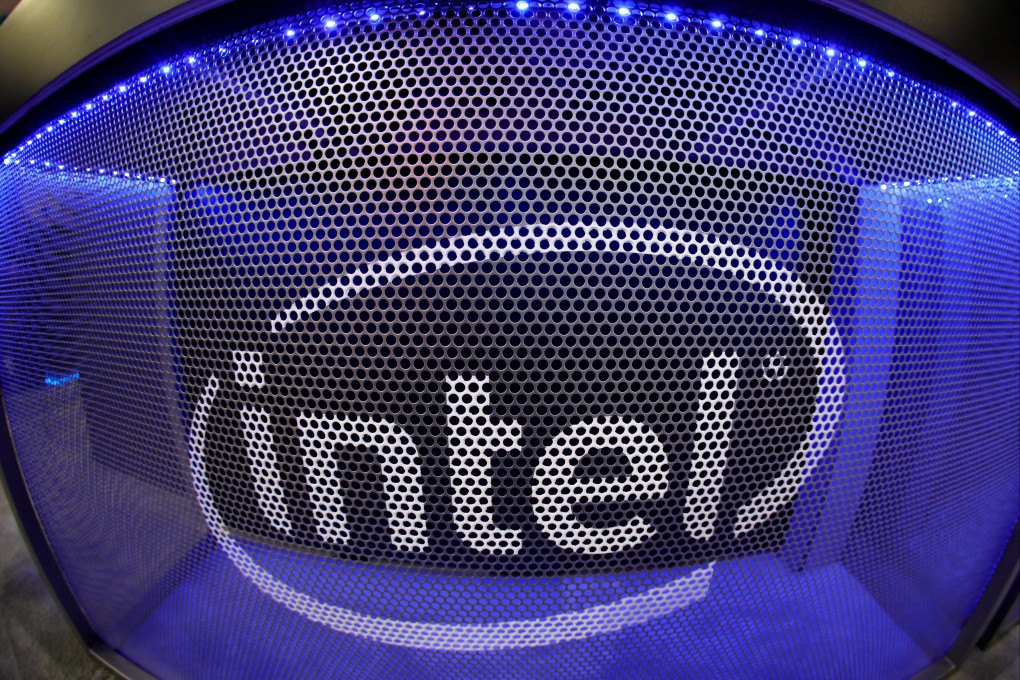 Computer chip maker Intel’s logo is shown on a gaming computer display. Photo: Reuters