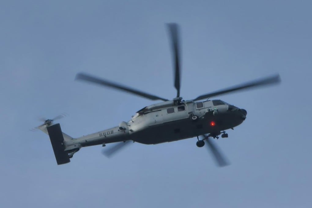 A Z-20 helicopter is seen flying over Pat Heung in Hong Kong. Photo: Weibo