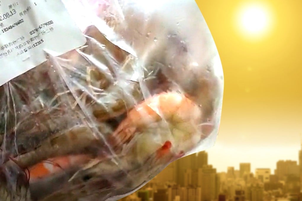 A woman in China’s Henan province is stunned after finding a bag of live prawns she’d bought had been ‘cooked’ alive during a heatwave. Photo: SCMP composite