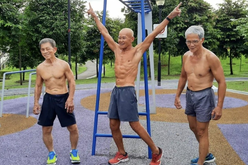From left, Ng Bee Kia, Victor Chan and Ngai Hin Kwok in Singapore. They are mature influencers who are using social media to motivate other old people to exercise. Photo: Instagram/@teamstrongsilvers