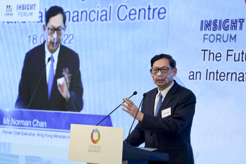 Norman Chan Tak-lam speaks at the Our Hong Kong Foundation event on Thursday. Photo: Nora Tam