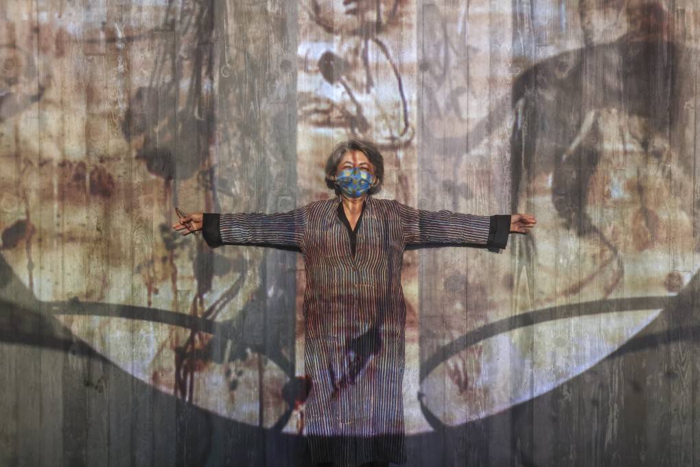 Indian artist Nalini Makani at her solo exhibition “Vision in Motion” at M+ Museum in West Kowloon, Hong Kong. Photo: Jonathan Wong