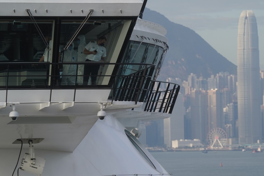 The cruise ship “Spectrum Of The Seas” returns to Hong Kong in January after its 2,500 passengers were ordered back to the city over suspected cases of Omicron contamination. Photo: Sam Tsang