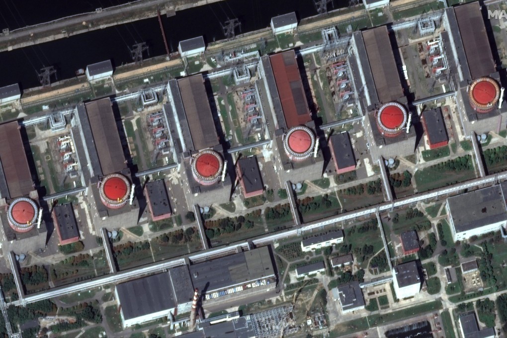 A satellite image on Friday shows six reactors at Ukraine’s Zaporizhzhia nuclear plant, which has been occupied by Russian forces. Image: Maxar Technologies via AP