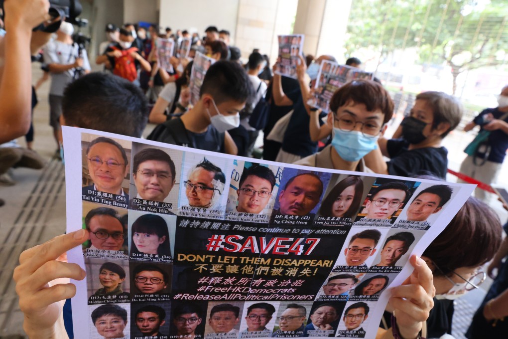 Supporters of the 47 accused queue outside West Kowloon Court for earlier proceedings. Photo: Dickson Lee