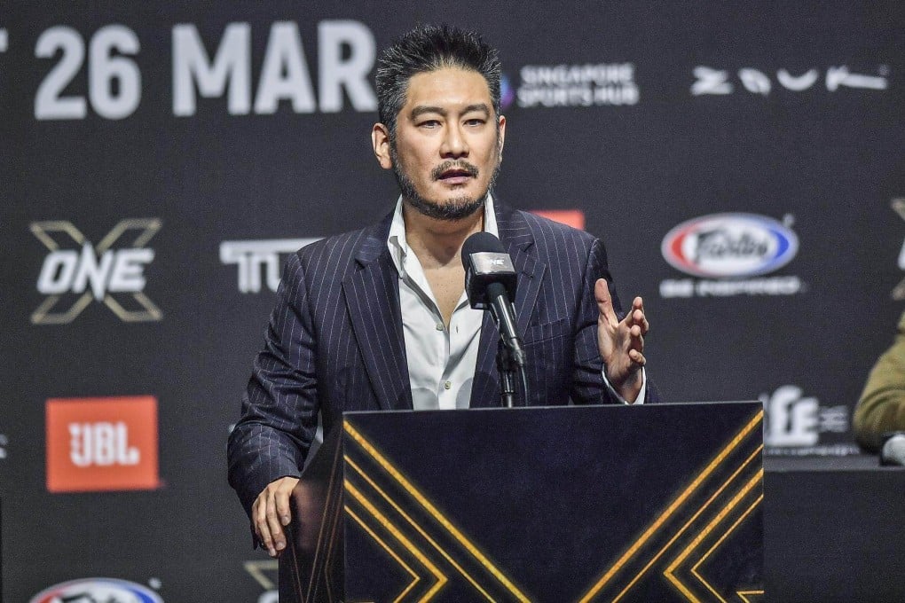 ONE Championship CEO and chairman Chatri Sityodtong speaks at a press conference ahead of ONE X in Singapore. Photos: ONE Championship