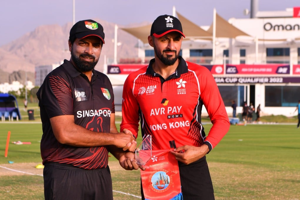 Singapore captain Amjad Mahboob and Hong Kong captain Nizakat Khan. Photos: Handout