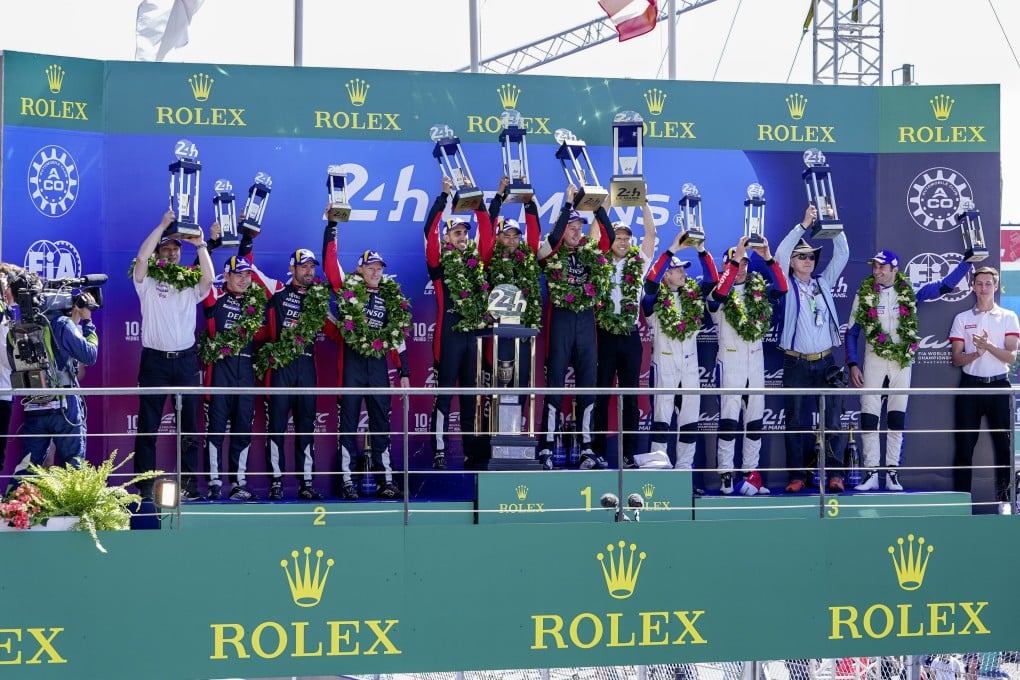 The 24 Hours of Le Mans 2022 podium celebrations. Photo: Rolex / Ben Queenborough