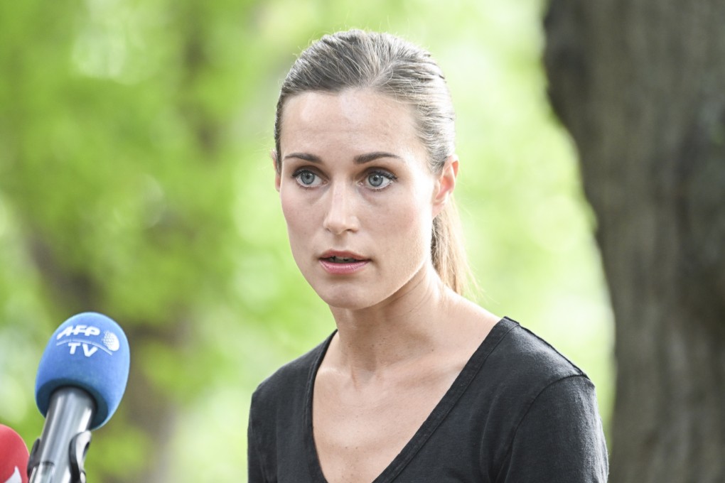 Finland’s Prime Minister Sanna Marin gives a press conference in Helsinki on Friday. Photo: EPA-EFE