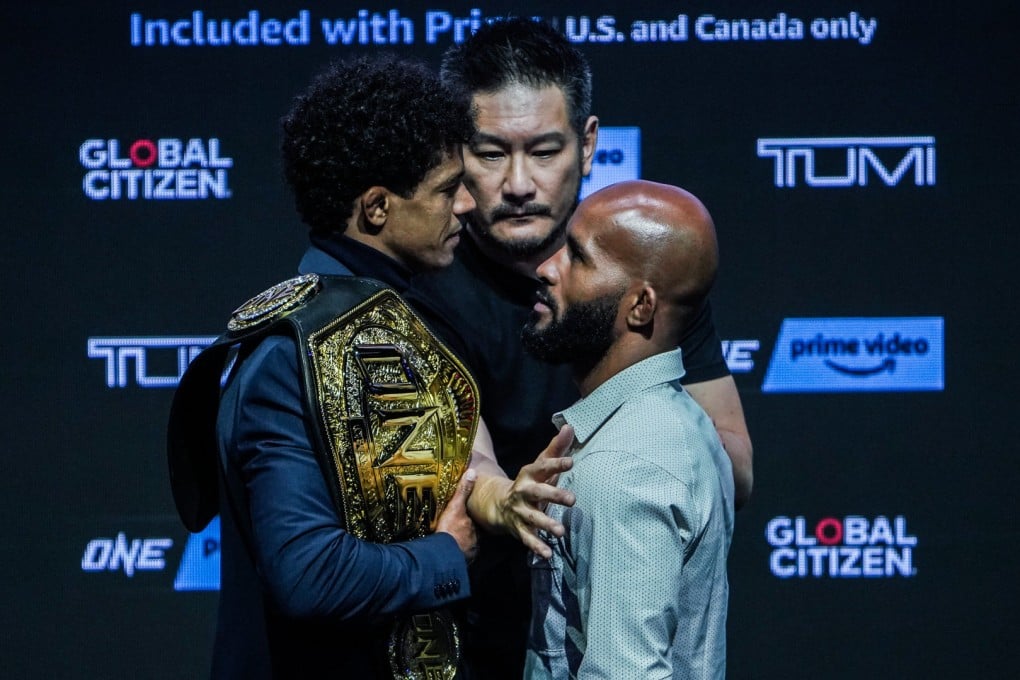 Adriano Moraes and Demetrious Johnson face off ahead of ONE on Prime Video 1. Photos: ONE Championship