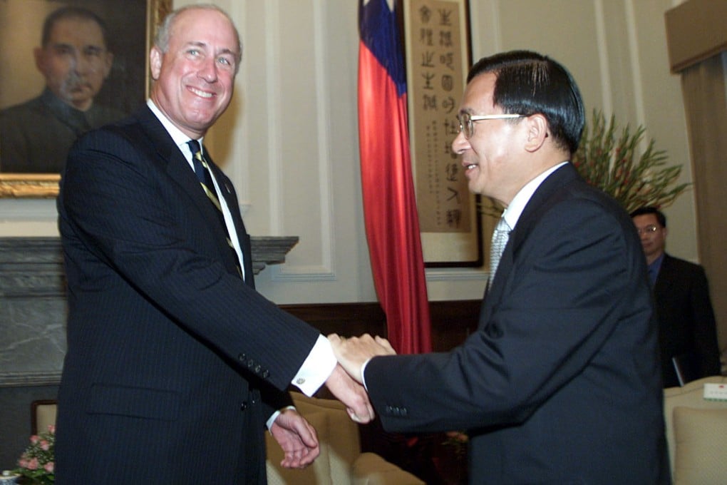 Douglas Paal (left), shown here in 2002 with Taiwan’s then president Chen Shui-bian, is the former director of Washington’s de facto embassy in Taipei. Photo: Reuters