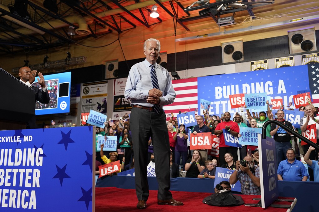 US President Joe Biden participates in a campaign rally in Maryland on Thursday. Photo: Abaca Press/TNS