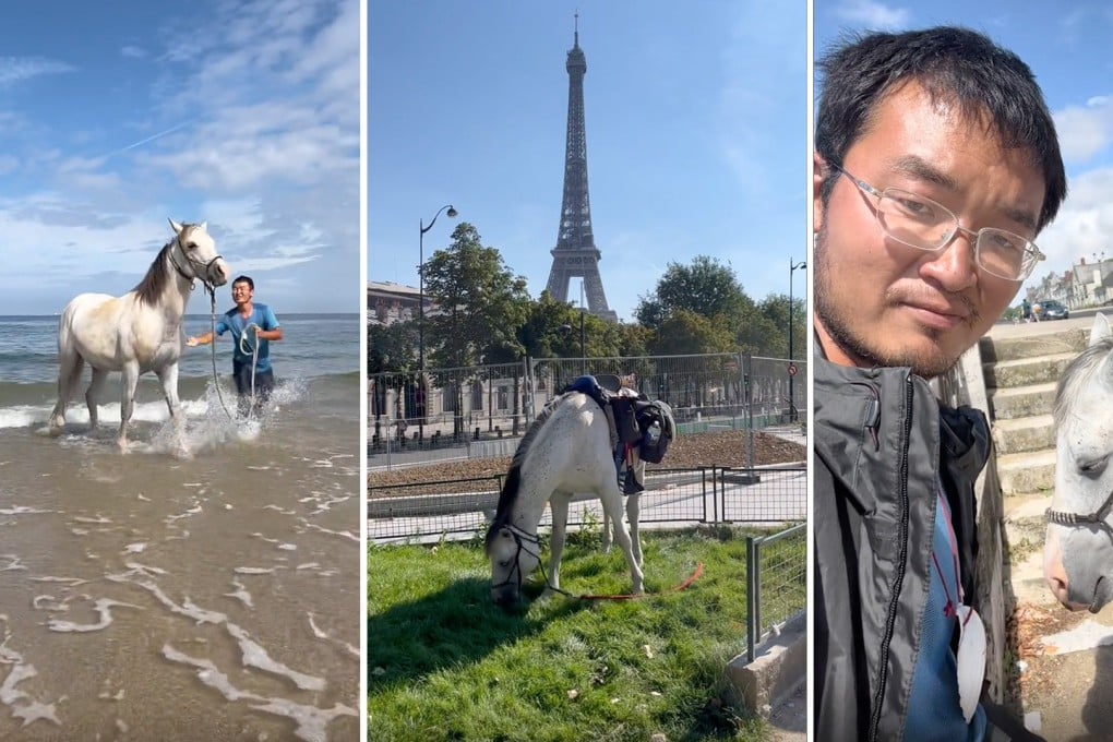 A Chinese man travelling from Europe to China on horseback has won fans with his quirky online video diary about the adventures he and his ‘naughty’ horse are having. Photo: SCMP composite