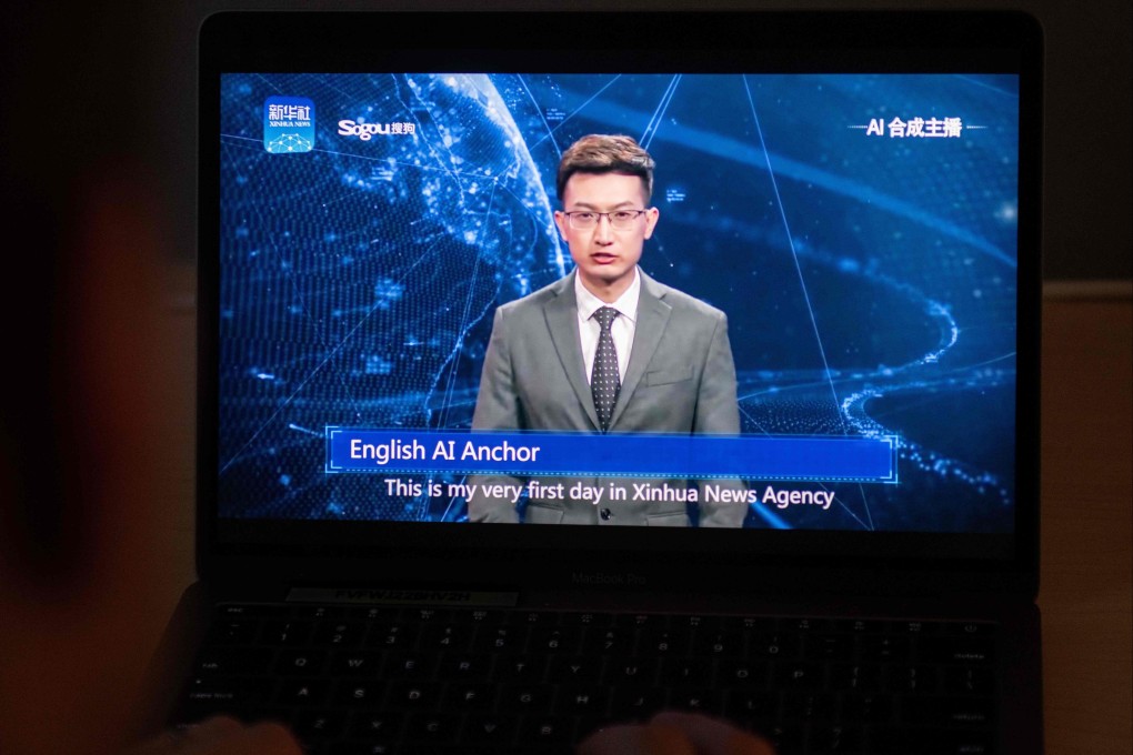 An artificial intelligence (AI) news anchor appears on a state-controlled news channel in China. Photo: AFP