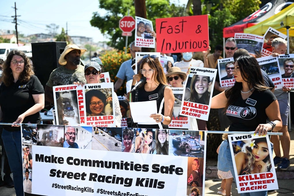 Residents protest against the latest Fast and Furious movie being filmed in the Angelino Heights neighbourhood of Los Angeles, California, on August 26. Photo: AFP