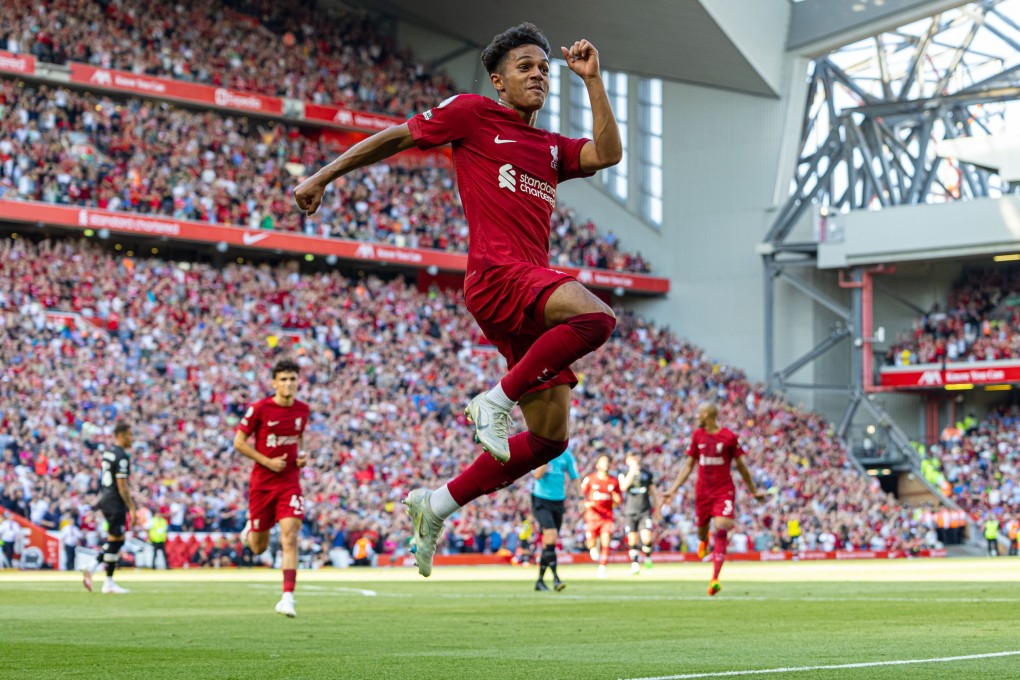 Liverpool’s Fabio Carvalho celebrates after scoring against Bournemouth. Photo: Xinhua