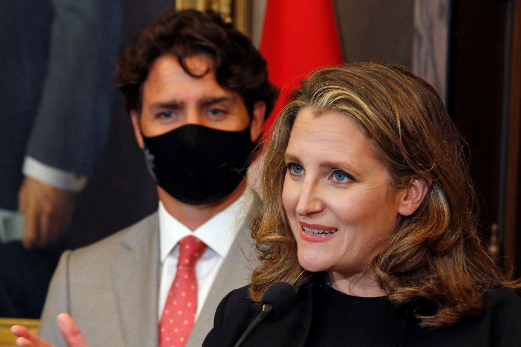 Chrystia Freeland and Justin Trudeau in August 2020. Photo: Reuters