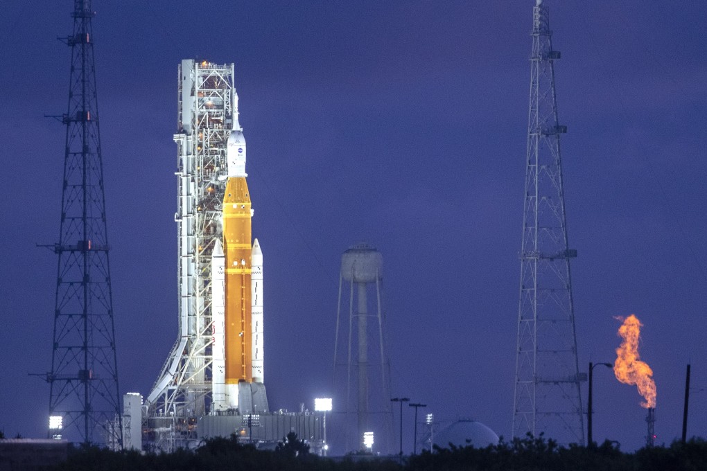 Nasa cancelled Monday’s blast-off of a next-generation moon rocket. Postponing uncrewed debut test flight of Space Launch System (SLS) and Orion capsule. Photo: EPA-EFE