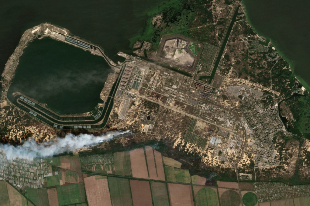 A view of the fires at the Zaporizhzhia nuclear power plant in southeastern Ukraine on August 24, 2022. Photo: Handout via Reuters