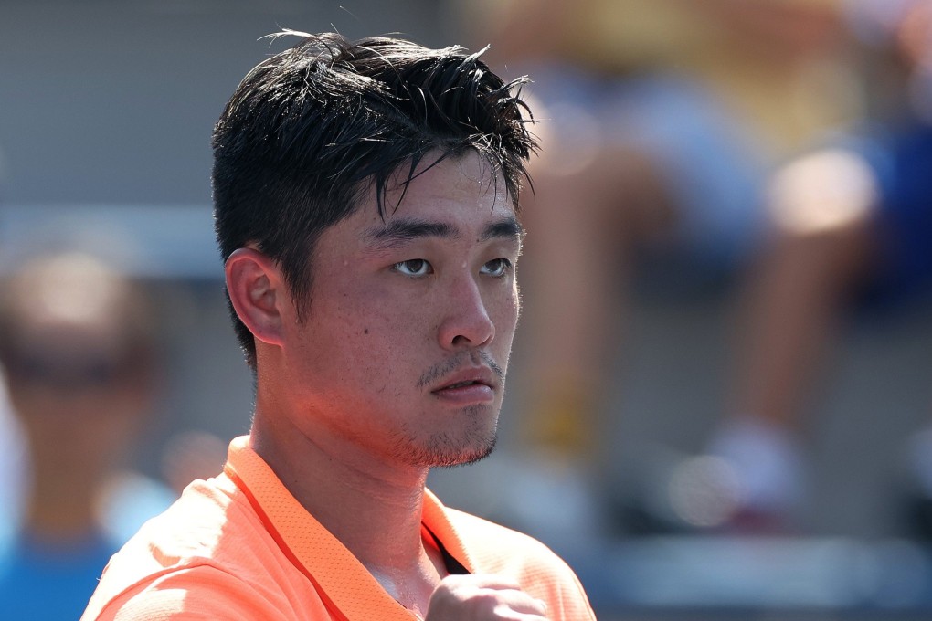 Wu Yibing during the Men’s Singles First Round at the US Open tennis championship in New York on Monday. Photo: Getty Images / AFP