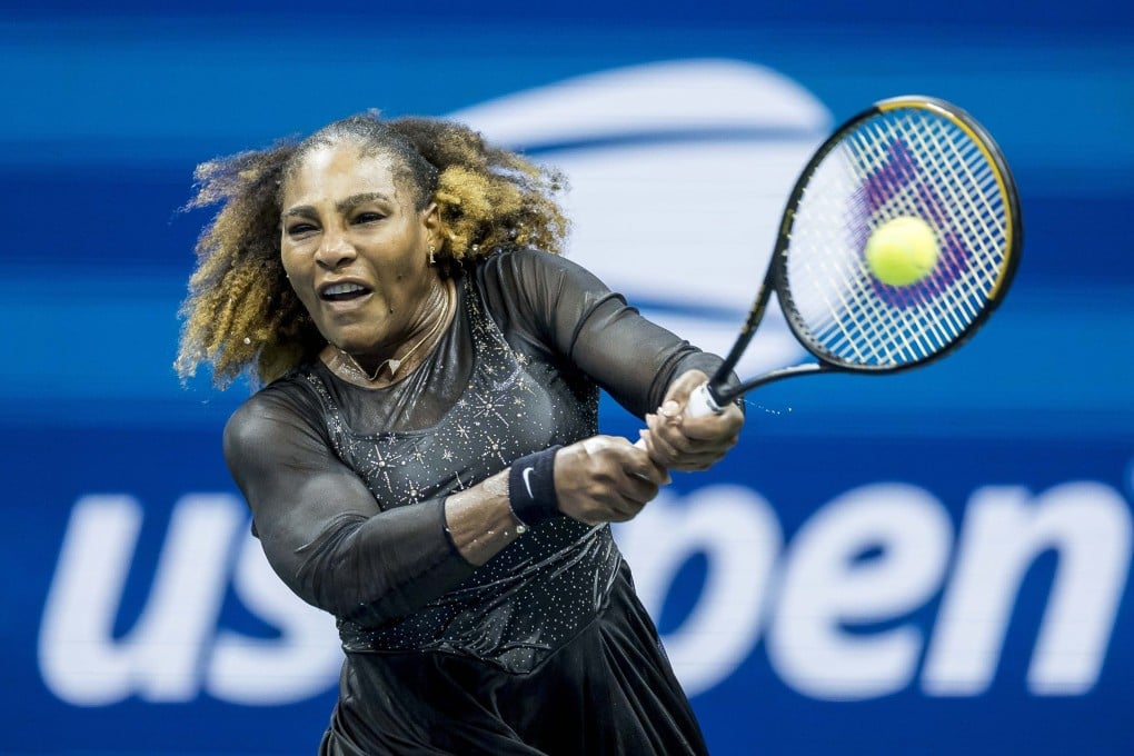 Serena Williams hits a return to Danka Kovinic during their first round match at the US Open. Photo: EPA-EFE
