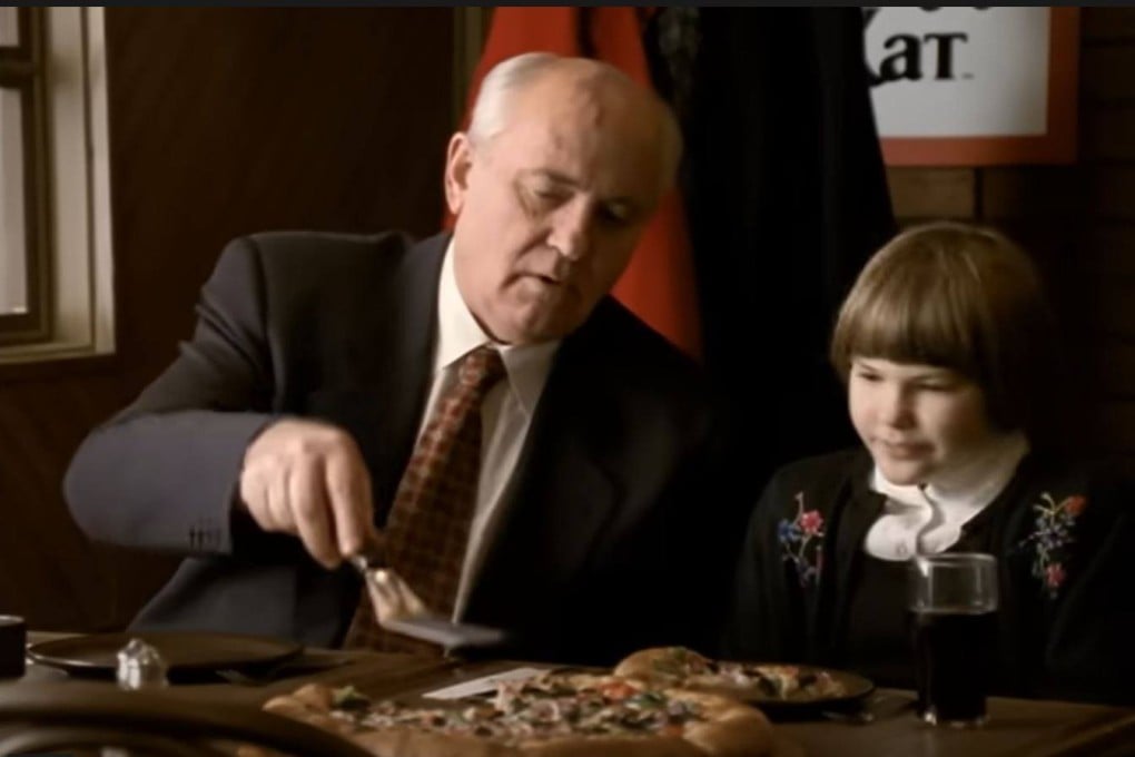 Mikhail Gorbachev had a clause in his contract that he would not eat the pizza in the commercial. Photo: YouTube