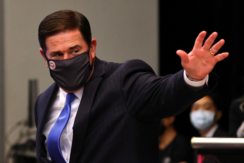 Arizona governor Doug Ducey waves to the crowd at an investment conference in Taipei on Wednesday. Photo: Reuters