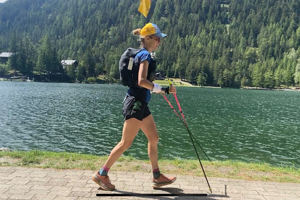 Eszter Csillag en route to coming fifth at the UTMB. Photo: Daniel Olvaszto