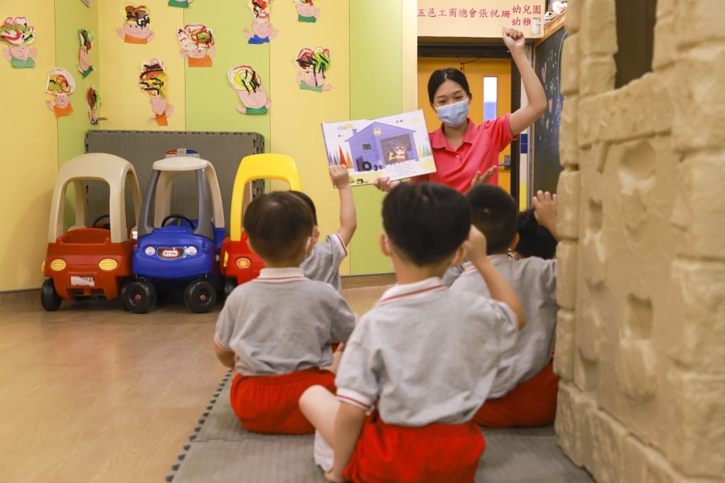 Kindergarten kids attend a lesson at Five Districts Business Welfare Association Cheung Chuk Shan Nursery Chung Chuk Shan Kindergarten in Diamond Hill. Photo: May Tse