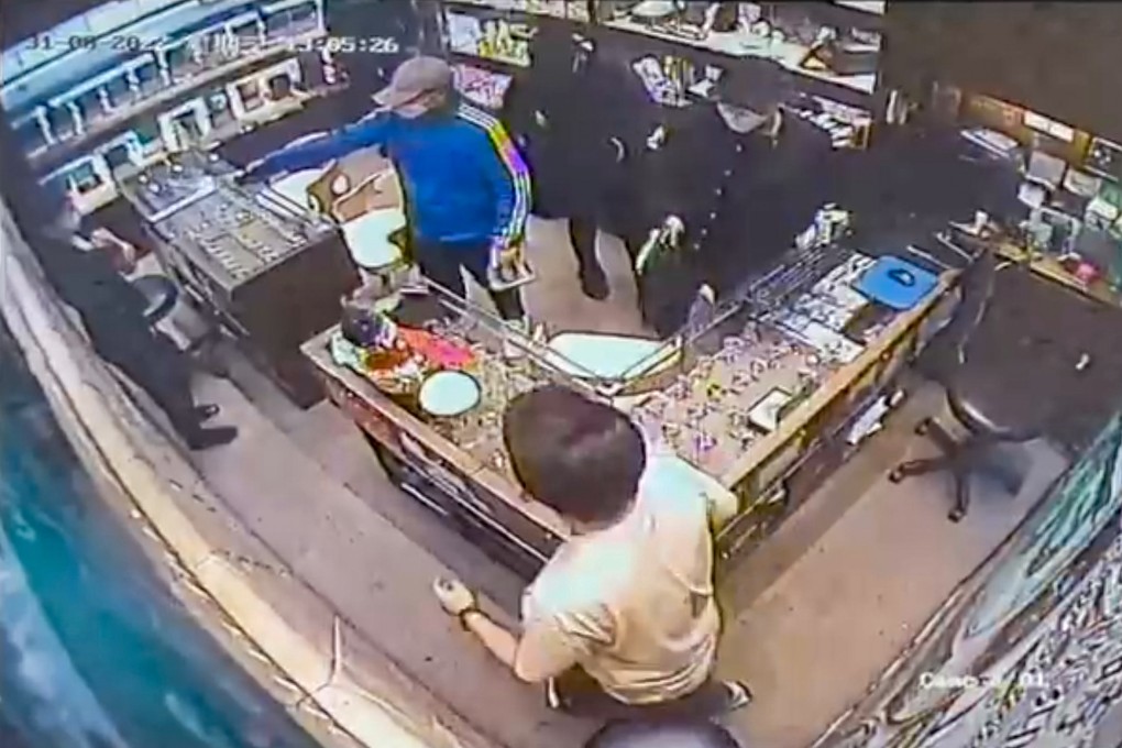 A screengrab from cctv footage showing a robbery at a store in a Causeway Bay. Photo: Handout