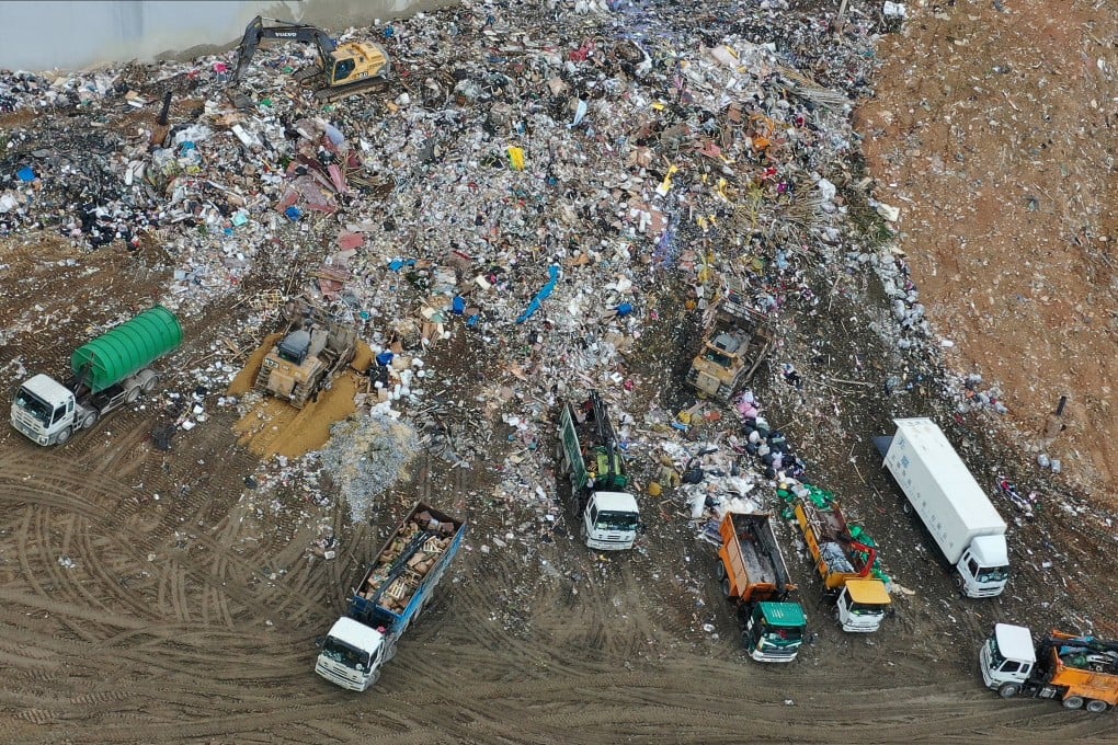 An aerial view of the Northeast New Territories landfill in Ta Kwu Ling on August 14, 2020. Dealing with Hong Kong’s plastic waste problem and reducing the need for landfills remains a high priority. Photo: Winson Wong
